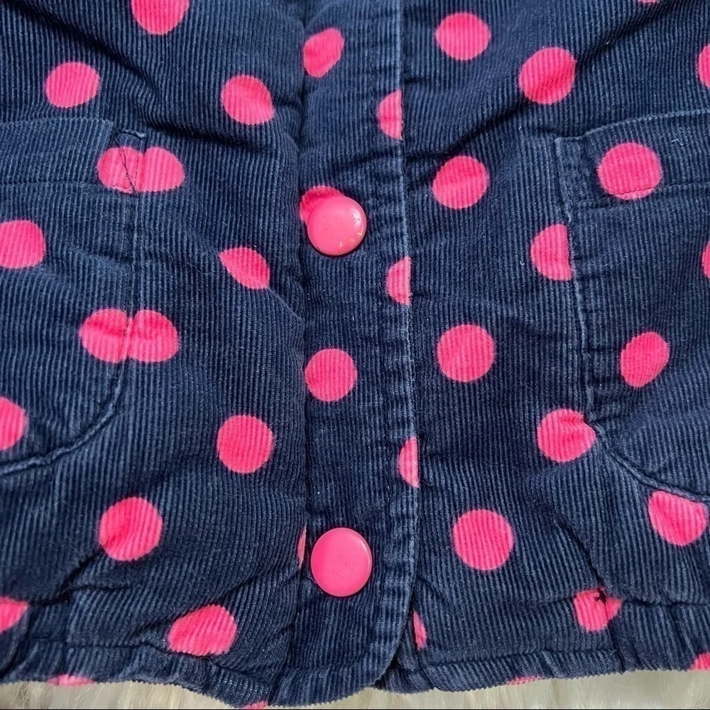 Carter's Baby Girls Sz 6 Months Sleeveless Vest Snap Up Navy Blue Pink Polka Dot